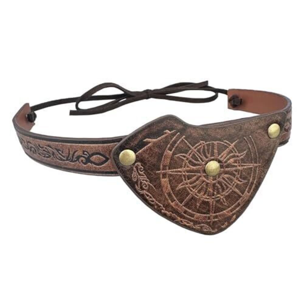 5662 Pirate Leather Eye Patch Embossed Viking Compass Faux Leather Eye